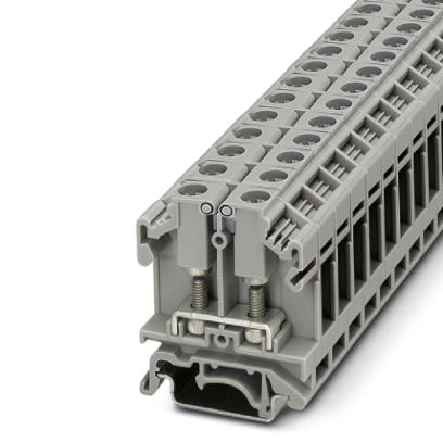 Phoenix Contact Feed-Through Terminal Block; OTTA  6-P/P; 30A; 600V; #26 - #10; Bolt Connection; Gray